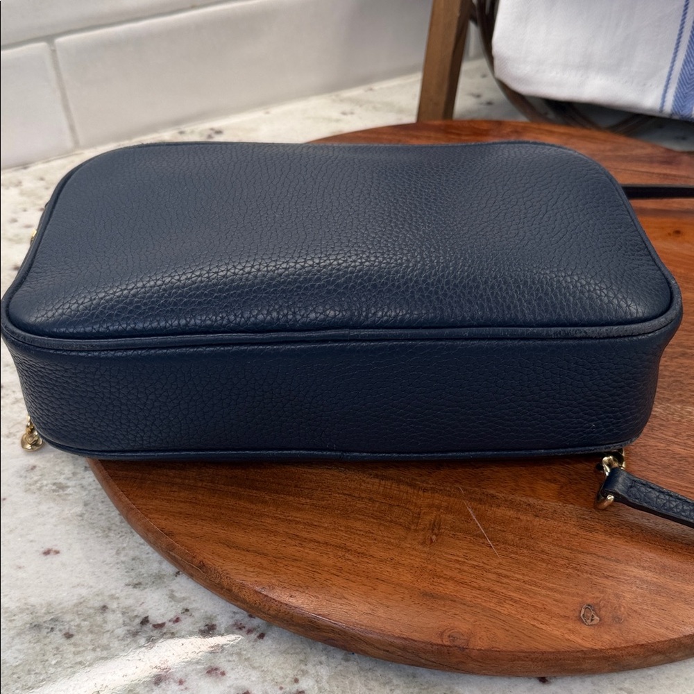 Michael Kors Fulton Crossbody Purse Bag Handbag Navy Blue Pebbled Leather - Picture 10 of 14
